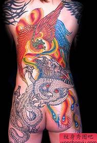 Tattoo pictures: full back dragon and phoenix tattoo pattern pictures