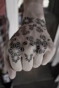 Χέρι πίσω στυλ στυλ μαύρο φυλών γεωμετρικό μοτίβο τατουάζ λουλουδιών