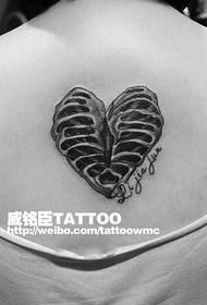 Flickans rygg populära alternativa skelett kärlek tatuering mönster