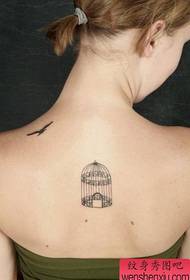 Back tattoo pattern: back birdcage tattoo pattern