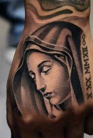Hand back sad woman religious memorial tattoo pattern