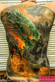 Dominerande cool hel rygg europeisk och amerikansk dragon tatuering mönster