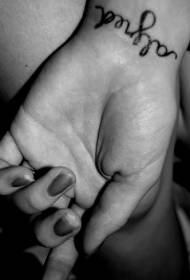 Eskumuturreko emakumezkoen alfabeto ingelesezko tatuaje eredua
