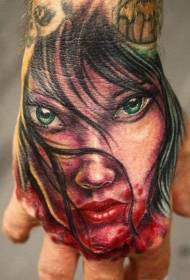 Hand-terug moderne styl bloedige vampier tattoo patroon  82139 @ Blomarmkleur verbasende robotagtige tatoeëringspatroon
