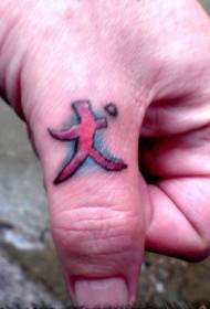 男性手指彩色汉字纹身图案