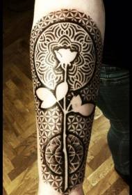 Arm point thorn black geometric rose tattoo pattern