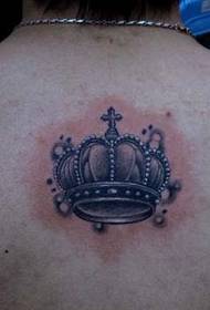 Good looking black gray crown tattoo pattern on the back