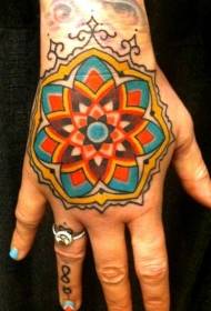 Hand blom terug moderne styl groot blom tatoeëring patroon
