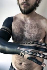 Simple large black tattoo pattern with arms