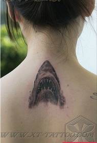 Girls back popular cool shark tattoo pattern
