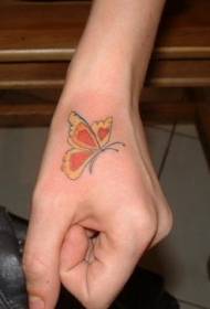 Tatuaje de bolboreta fermoso pequeno coloreado a man