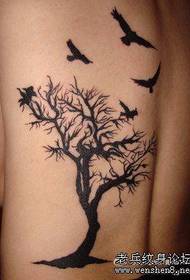 Back totem tree bird tattoo pattern