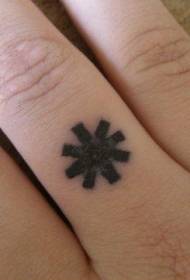 Finger black bold snowflake signature tattoo pattern