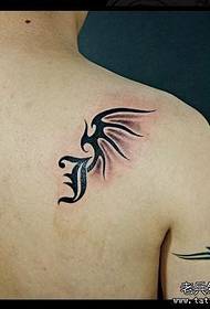 Male back personality wings totem tattoo pattern