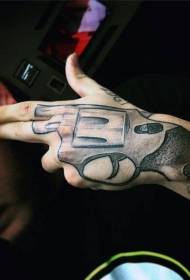 Gambar warna pistol tattoo gambar buatan tangan sing digawe saka buatan tangan