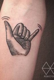 Lille arm gravering stil sort linje menneskelig hånd tatovering mønster