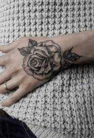 Hand back gray old genre rose tattoo pattern