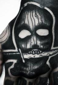 Ръчен гръб в комичен стил черна маска чудовище татуировка модел