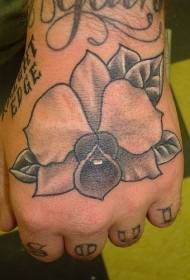Crni orhidej ruka tetovaža natrag uzorak