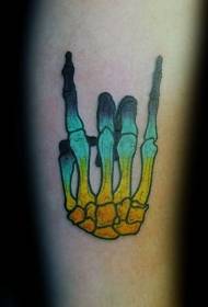 Pierna simple estilo de la vieja escuela color esqueleto humano tatuaje de mano
