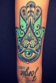 Kar színű hindu stílusú Hamsa tetoválás mintával