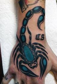 Gammal skola hand tillbaka blå fläta tatuering mönster