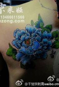 Красиви цветни божури на татуировки на гърба на момичетата