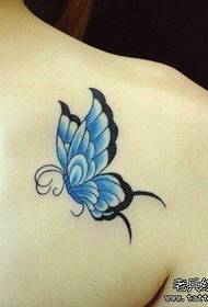 Small fresh back creative butterfly tattoo works