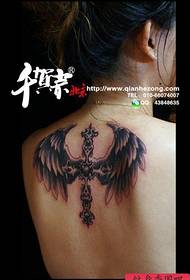 Girl Arm Pop Classic Cross Wings Tattoo Pattern
