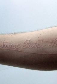 Arm white ink english alphabet tattoo picture