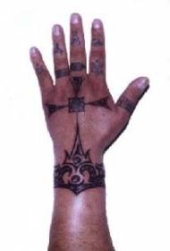 Hand back black tribal totem tattoo pattern