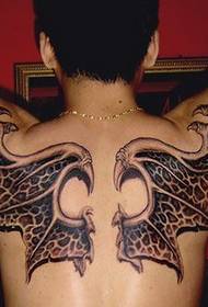 Back demon wings tattoo pattern