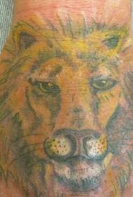 Male hand colored lion head tattoo pattern