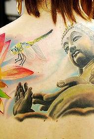 Wzór tatuażu z tyłu: wzór tatuażu z wizerunkiem lotosu Buddy w kolorze Buddy z powrotem