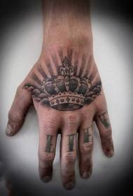 Arm classic black sun crown tattoo pattern