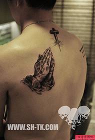 Male back bergamot cross tattoo pattern