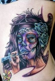 Waist color death goddess avatar tattoo pattern