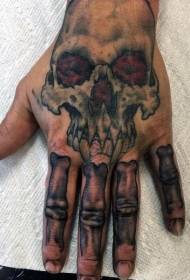 Ручно обојена шарена вампирска лубања са узорком тетоваже костију