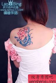 Beauty back color totem phoenix tattoo pattern