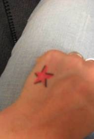 Hand colored bright five-pointed star tattoo pattern