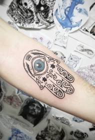 Arm black Fatima hand with blue eyes tattoo pattern