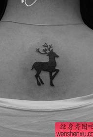 Girl back cute totem sika deer tattoo pattern