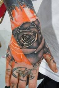 Hand terug grijs decadent windroos tattoo-patroon