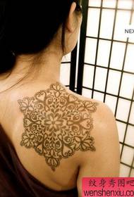 Beautiful back totem snowflake tattoo pattern for girls