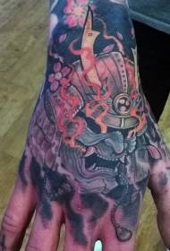 Cool arm cartoon demon samurai helmet tattoo pattern