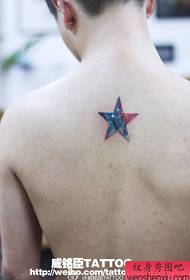 Popular and beautiful boys back five-pointed stars empty tattoo pattern