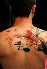 Beautiful and stylish ink squid tattoo pattern on male back