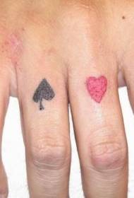 Padrão de tatuagem de personagem de baralho colorido de dedo