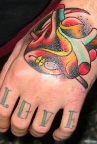 Hand realistic color heart tattoo pattern