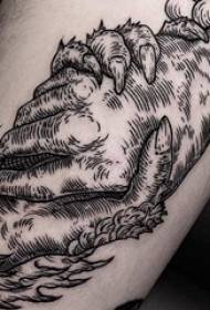 Schoolboy arms on black abstract lines handshake palm tattoo picture